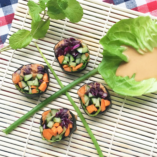 Rainbow nori rolls